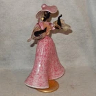Vintage Venetian DANCER Murano Art Glass Pink Dress Black Woman Figure Sculpture