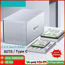 Aluminum 5 Bay USB 3.1 Type C External Hard Drive Enclosure for 2.5" 3.5" SATA