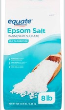 2 pack Equate Epsom Salt, Magnesium Sulfate, 128 oz 8lb , Each Unscented...