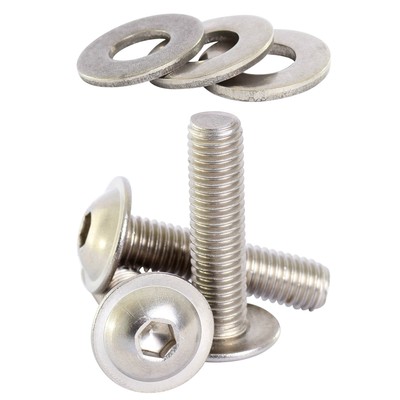 M3 M4 M5 M6 M8 Flansch Knopfkopfschrauben + Flachform C Scheiben Set A2 Edelstahl
