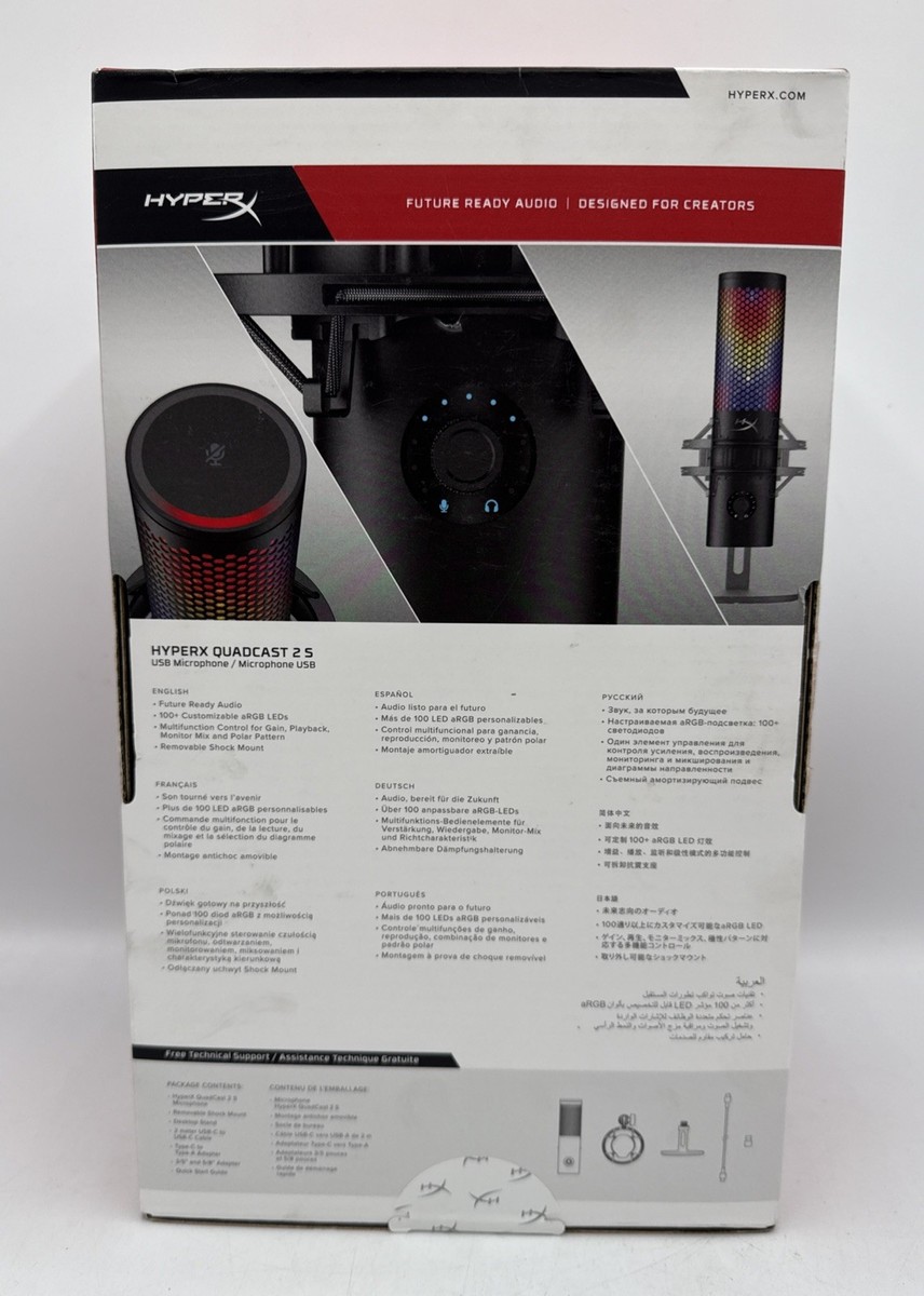 HyperX QuadCast 2 S – USB Microphone, with RGB Lighting USB-C