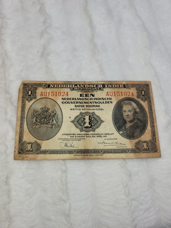 1943 Nederland/Netherlands Indie note/paper money. 1 Gulden. $1