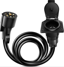 7 Way Trailer Plug Socket Extension Cable 3FT Long 10-14 AWG Copper Terminals