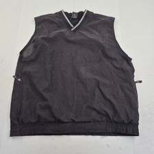 NIKE Golf Vest Large Black Men V-Neck Wind Breaker Zip Pockets Sleeveless Jumper