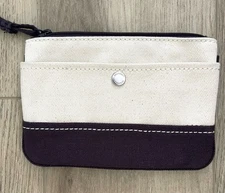 NEW! Lands’ End Canvas Wrislet Clutch Wallet, Natural / Navy
