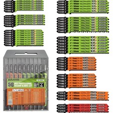 50-Pc T-Shank Jigsaw Blades Set for Wood, Plastic & Metal w/Case