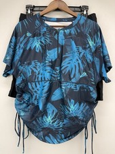 Inno plus size 1X Women s Blue Tropical 2 Piece Rash Guard Swimsuit Set NWT