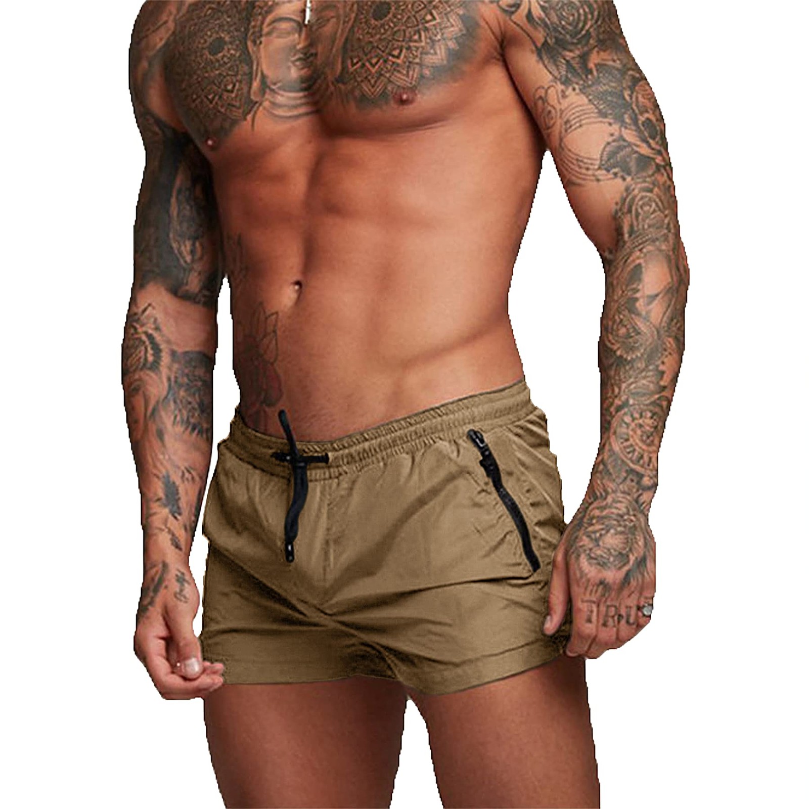 Short de bain homme avec poche zippée pour plage et piscine en bleu marine XL