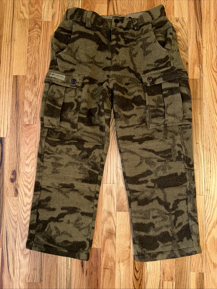 Pantalones de lana pesada Columbia Gallatin Range para hombre 34 marrón camuflaje caza vintage Foto 3 de 4