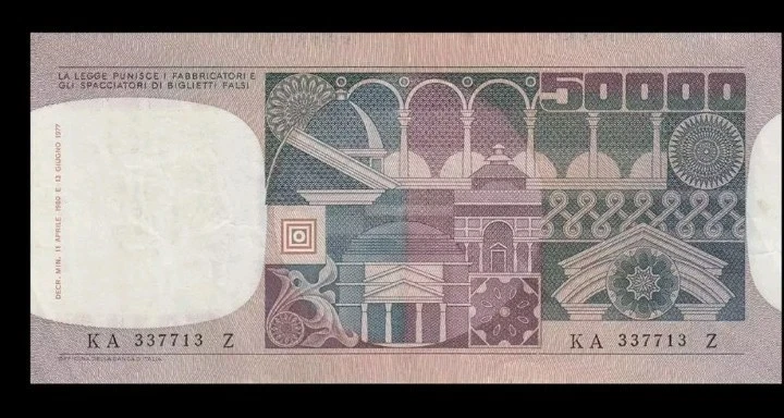 1980 BANCA D' ITALIA 50,000 LIRE ITALY Replacement Series **Z** (EF+ ) <P-107c*> - Image 2 of 2