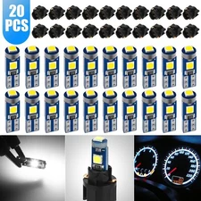 20x T5 74 17 37 3 LED Instrument Gauge Cluster Dash Light Bulbs w/ Sockets White