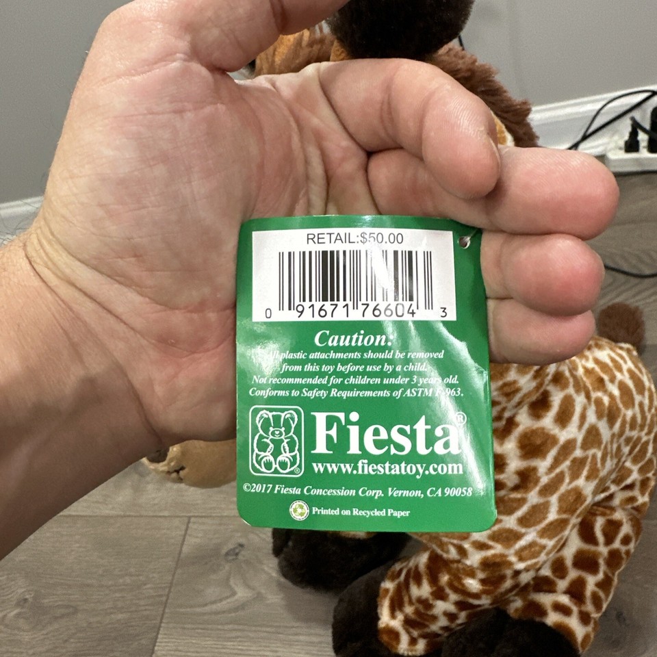 Fiesta Toy Giraffe Zoo Sitting Soft Plush Stuffed Animal Safari Nursery