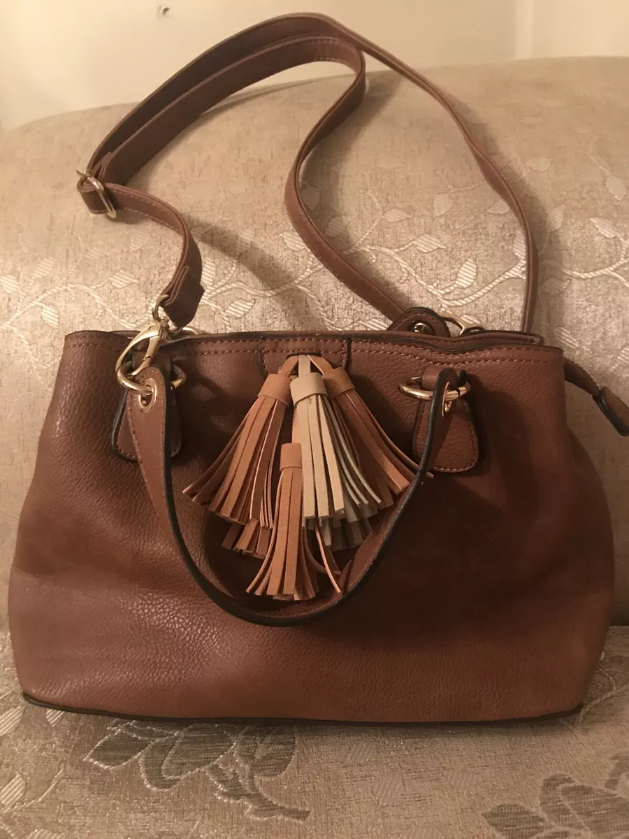 Gussaci Tan Leather Handbag Purse Shoulder Strap With Crossbody