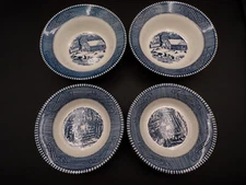 4 Royal China Currier Ives Berry Dessert Bowls 2 Patterns 5.5"(2) 6.25"(2) C25