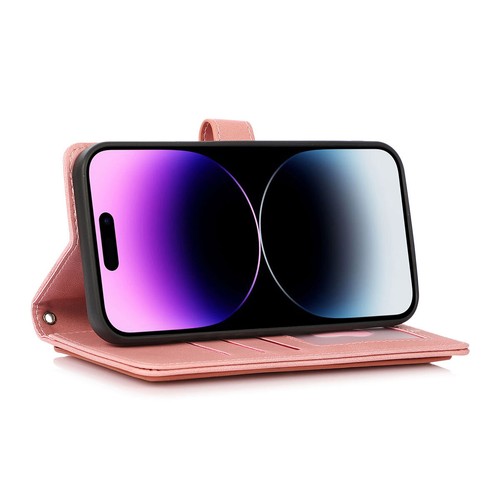 Funda protectora abatible con ranuras para tarjetas de crédito billetera con soporte de cuero con cordón para Apple iPhone - Imagen 42 de 49