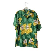 Vintage Hibiscus and Palm Trees Silky Hawaiian Shirt