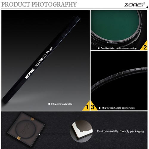 Zomei 82mm Ultra Slim HD ND1000 18Layer Multi-Coated Optical Schott Glass Filter - Picture 7 of 10