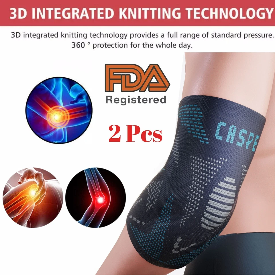 2 Pcs Elbow Brace Compression Support Sleeve Fit Arthritis Tendonitis Joint Pain - Image 4 of 4