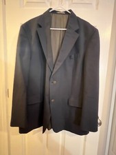 Oscar de la Renta Mens Navy Blue Blazer 46R Wool Sport Coat Jacket Metal Buttons