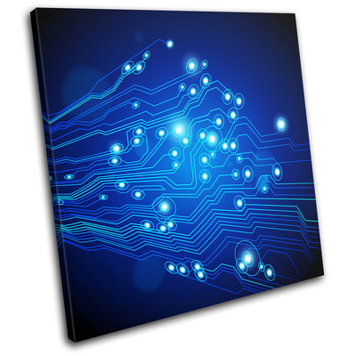 Cyber Technologie Abstrakt EINZELNE LEINWAND WANDBILD Bild Druck VA