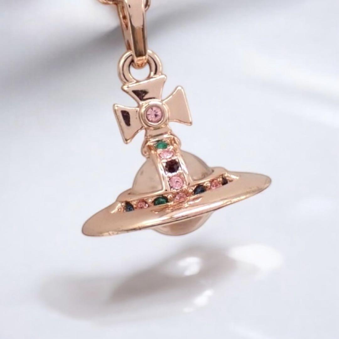 Vivienne Westwood Tiny Orb Necklace Pink Gold 2277 Direct