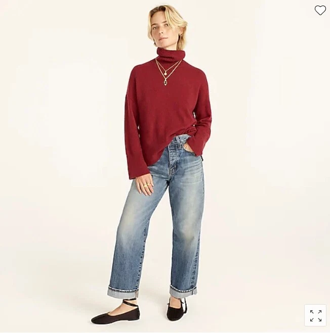 New J Crew Women Rich Burgundy Red Turtleneck Merino Wool Crop Sweater XXS  | eBay