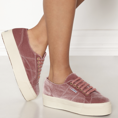 Blush Velvet Platform Sneakers Size 