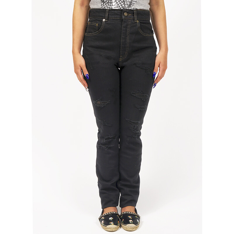 28 NUOVI JEANS DA DONNA SAINT LAURENT neri overdye blu skinny 5 tasche spazzatura $890