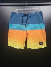 Quicksilver High Line 4 Way Stretch Mid Length Board Shorts Swim Trunks 32x9