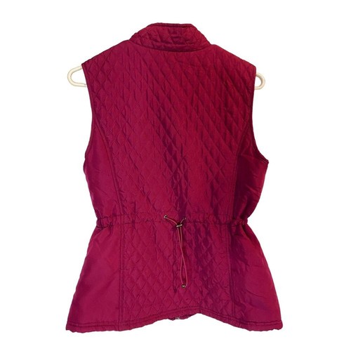 Relativity Quilted Vest Full Zip Pockets Solid Pink Adjustable Waist Size Small - Picture 4 of 5
