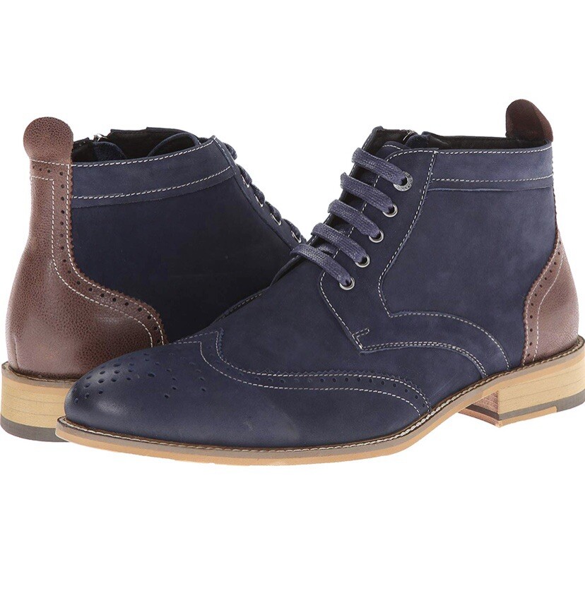 Bugatchi Uomo 10 Blue Brown Leather Alta Lace Up Oxford  display picture 3