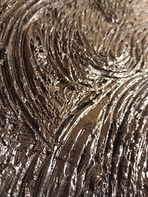Abstract Textured Art Gloss Black 3D Painting on Wood Board ''REROUTING'' 