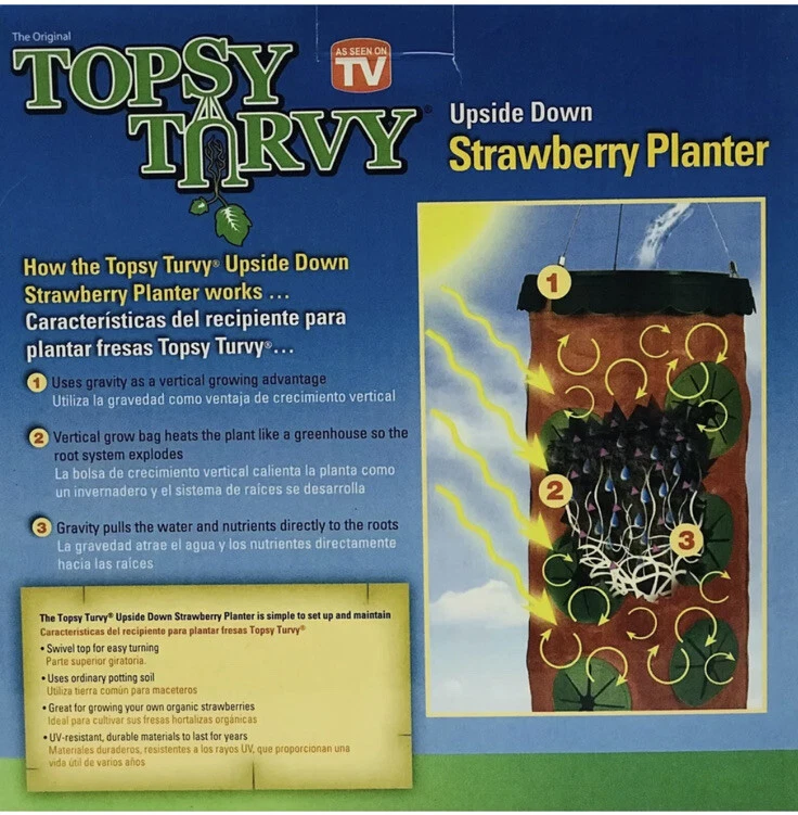 Nueva maceta de fresas Topsy Turvy al revés como se ve en la televisión crece hasta 15 cuartos de galón Foto 2 de 2