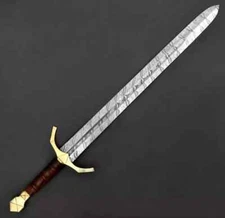 Custom Hand Forged Damascus Steel Viking Sword Battle Ready With Leather Sheath