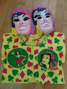 Vintage Halloween Costume with Masks Incomplete Ben Cooper Happy Gypsy Fortune