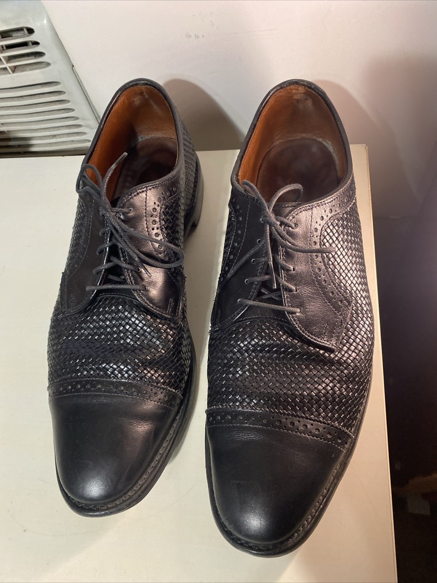 ALLEN EDMONDS SHREVEPORT BLACK WOVEN LEATHER CAP TOE DRESS ALLEN EDMONDS SHREVEPORT BLACK WOVEN LEATHER CAP TOE DRESS