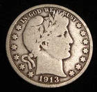 1913 Barber Half Dollar Silver Coin VG