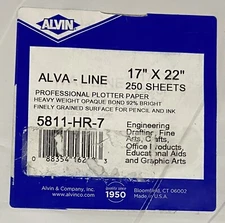 Alvin Heavyweight Opaque Plotter Bond 250-Sheet Pack 17” x 22” 5811-HR-7