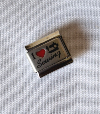 Italian Charms 9-mm-Edelstahl-Modul I love Sewing