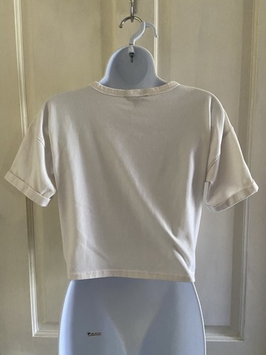 NEW LOOK T-Shirt Short White UK 6 Rainbow Chest Stripe Short Sleeve Festival - Picture 5 of 8