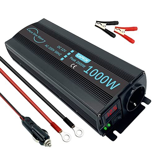 CAPTOK Power Inverter Onda Sinusoidale Pura 1000W da 12V CC a 220V 230V (F2j)