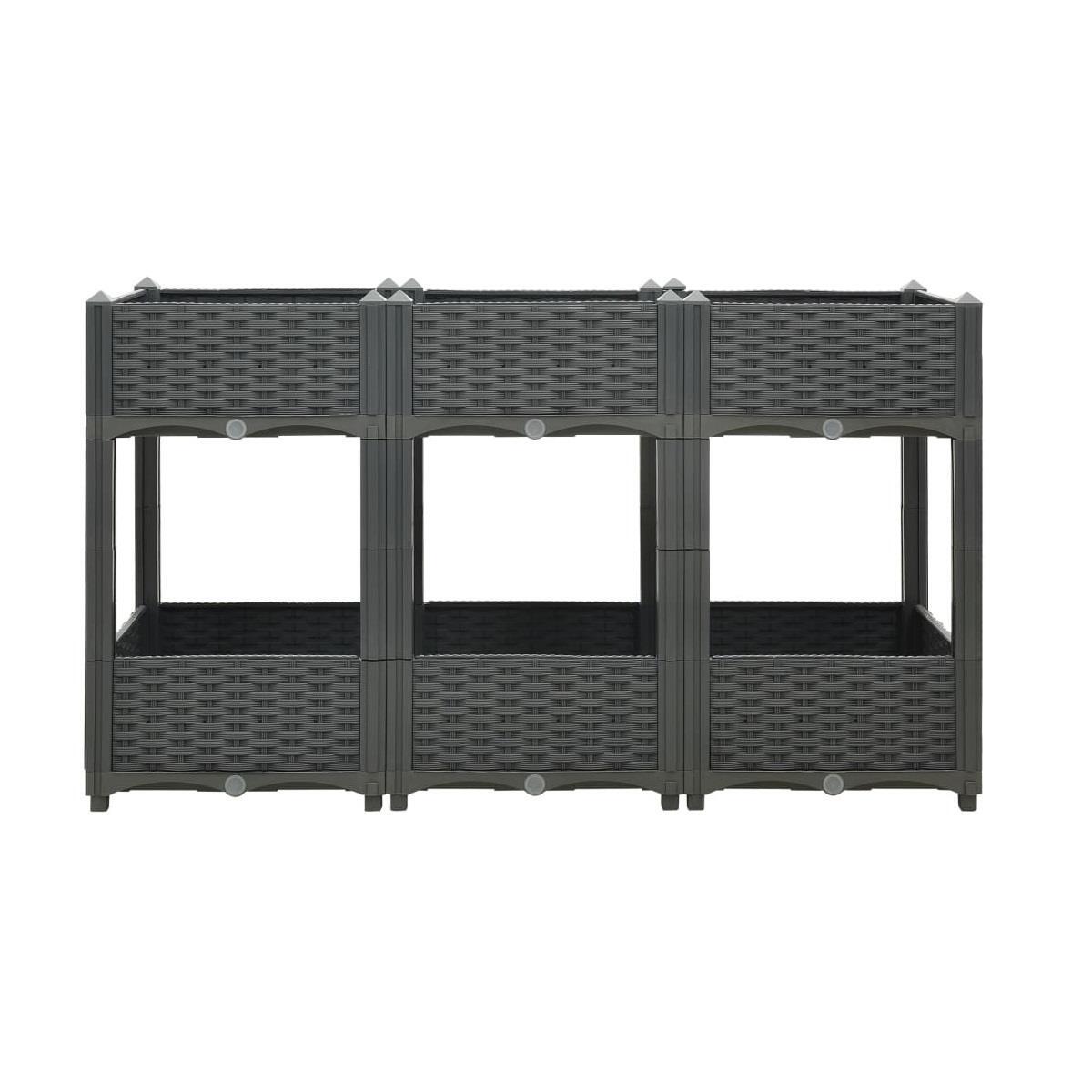 2 TIER GREY 6 RAISED FLOWER BED RATTAN EFFECT GARDEN LAWN EDGE FENCE