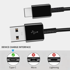 Type C to USB-A Fast Charge Cable Cord Charging Quick Charger (3FT, 1M)