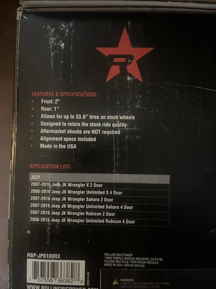 Kit de nivelación de gran potencia rodante RBP-JP6100RX-para vehículos Jeep Foto 2 de 4