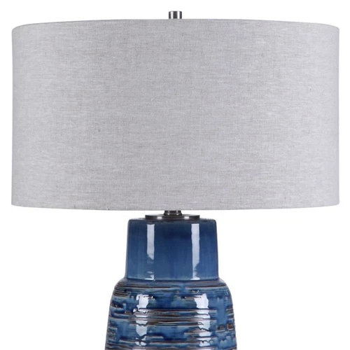 Uttermost Magellan Coastal Ceramic and Iron Table Lamp in Aged Indigo Blue - Picture 3 of 7