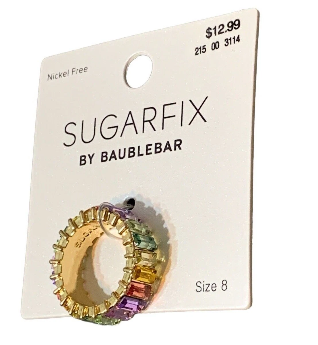 SUGARFIX BaubleBar MultiColor Rainbow Crystal Ring Sz 8 Buy More
