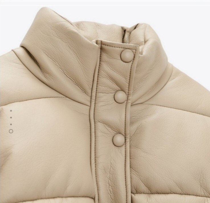 zara cream faux leather puffer jacket