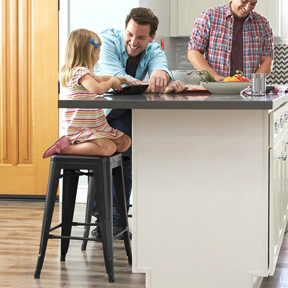 New Metal Chair Height Bar Stools 24 Inches Indoor/Outdoor Stool Patio Furniture - Image 3 of 4