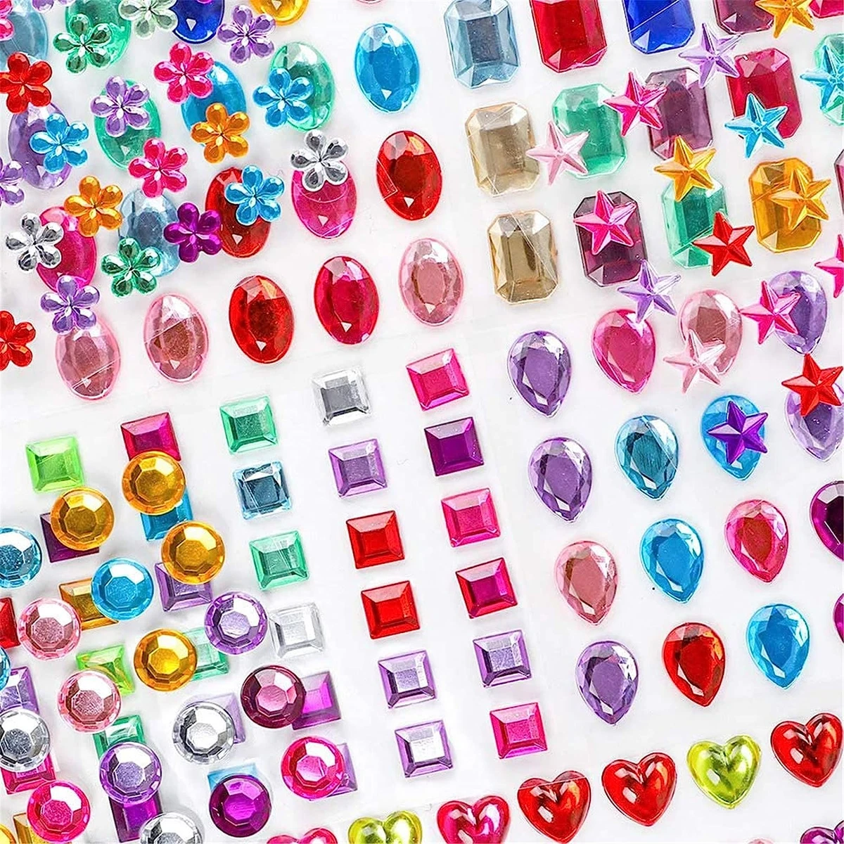 390Pcs Gem Stickers Jewels Stickers Rhinestones Crystal for Crafts Stickers  Self