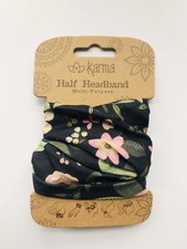 BLACK FLORAL Medium Half headband by Karma Gifts boho bandeau natural life buff